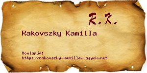 Rakovszky Kamilla névjegykártya